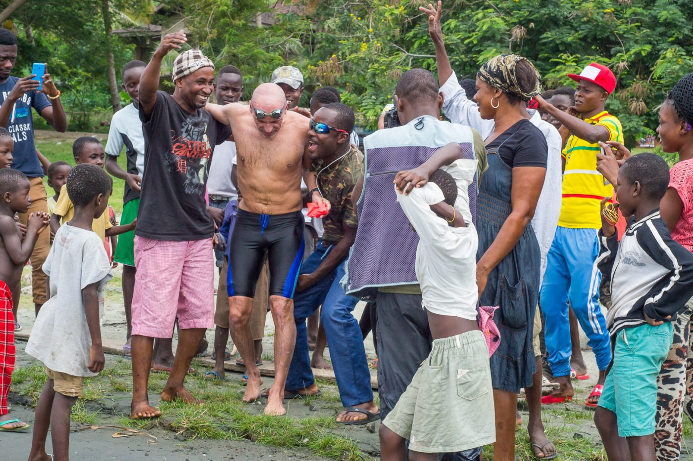 SWIMMING ACROSS LAKE BOSOMTWE